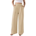thumbnail image 3 of Women's High Waist Wide Leg Trousers in Lightweight Fabric for Summer Comfortable Straight Cut Palazzo Pants for Business Casual, 3 of 6