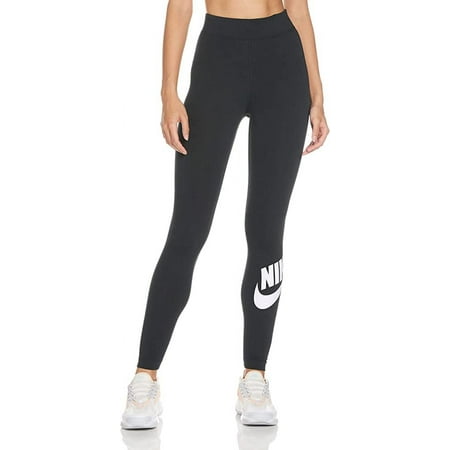 Nike Sportswear Essential Women's High-Waisted Logo Leggings Color: Black/White Size: S