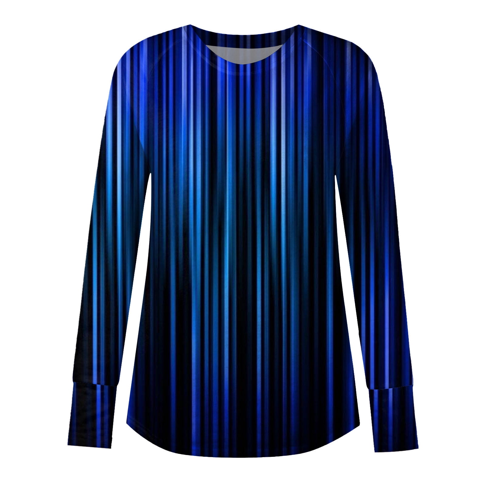 HCYSFG Womens Vertical Striped Print tee Thumb Hole Crew Neck T