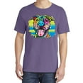 thumbnail image 2 of Wild Bobby,Cute Happy Smiling Dog Rainbow Pitbull Dog Lover Garment-Dyed Washed Look Short Sleeve Tees, Purple, Medium, 2 of 3