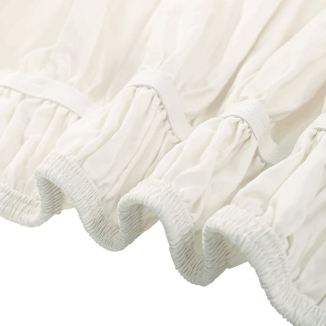 Unique Bargains Polyester Elastic Dust Ruffled Bed Skirt with 15" Drop Twin Beige