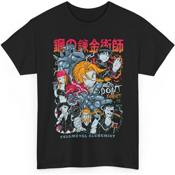 Fullmetal Anime Alchemist T-Shirt,Japanese Anime Shirt Cotton Short Sleeve tee