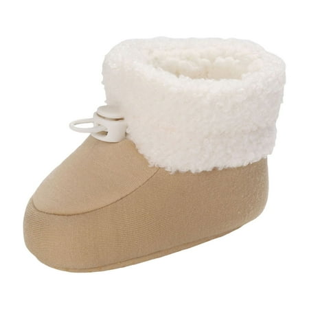 

Povozer Baby Boys Girls Warm Cozy Cotton Winter Booties Fleece First Walker Winter Warm Crib Shoes(Yellow 12-18 Months)