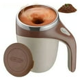 thumbnail image 3 of Taza de acero inoxidable 304 con agitación automática, magnética, con tapa, para el hogar, la oficina y viajes, 380 ml, color marrón, 3 of 13