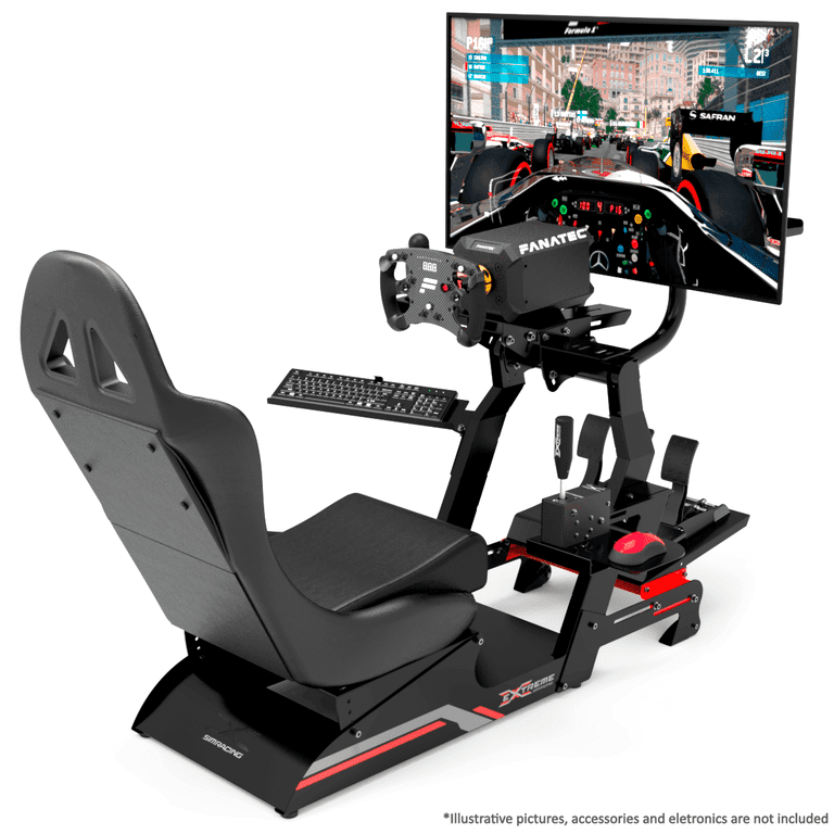 Extreme Simracing Racing Simulator Cockpit with all Accessories (black) -  Virtual Experience V 3.0 for Logitech g27, g29, g920, g923, Simagic,  Thrustmaster and Fanatec 