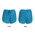 thumbnail image 3 of Balery Blue Glitter Pantalones cortos deportivos para mujer con forro y dos bolsillos, elásticos, para entrenamiento, gimnasio, yoga-X-Large, 3 of 7