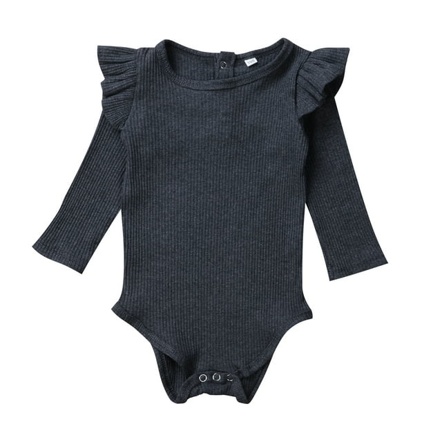 Faithtur Bébé Garçon Fille Manches Longues Romper Ébouriffé de Couleur Unie Body