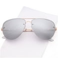thumbnail image 5 of SUN LOUNGER Women's Oversized Metal Frame Classic Aviator Sunglasses with Spring Hinges - Mirror Silver Lens on Gold Frame, 5 of 8