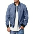 thumbnail image 4 of Men Bomber Jacket Long Sleeve Full Zip Casual Coat Stand Collar Outwear With Pockets, 4 of 5