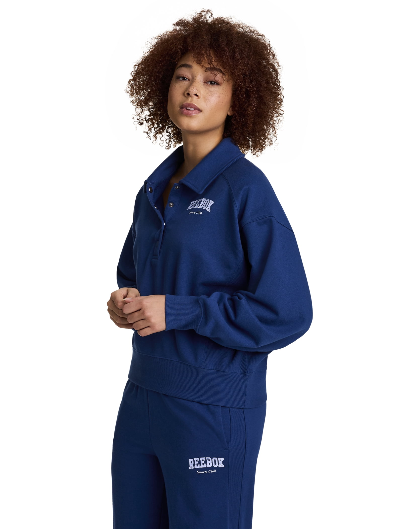 Reebok Women's and Women's Plus All Seasons Oversize Polo Sweatshirt, Sizes XS-4X