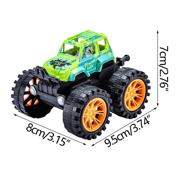 Green Abs Plastic Friction Powered Stunt Car Toy For Kids 360 Degree Rotating Off Road Vehicle With Shock Absorption Green Color