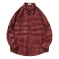 thumbnail image 1 of Camisas Negras Para Hombre Camisa de manga larga holgada informal Vintage para hombre, camisa a cuadros con cuello puntiagudo, primavera y otoño (Red, XXL), 1 of 3