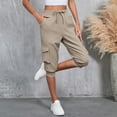 thumbnail image 2 of Maean Women's Capri Pants Quick Dry Joggers Capris Pant Drawstring Elastic Waist Loose Trousers with Pockets, 2 of 7