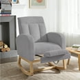 thumbnail image 1 of QinaQin Solid Wood Glider Rocking Chair, Teddy Plush Nursery Rocker with Adjustable Footrest, Storage Pocket and Ottoman, 1 of 5