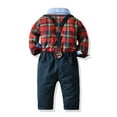 thumbnail image 6 of Splozh Baby Boy Clothes Baby Boy Suits Toddler Boy Clothes Baby Boy Clothes Baby Plaid Shirt Suspender Pants Set Outfit Red,12-18 Months, 6 of 8