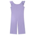 thumbnail image 6 of lcziwo Girls Wide Leg Loose Jumpsuit Kids Casual Cap Sleeve Round Neck Long Romper Summer Onesie Pants with Pockets Purple Birthday Gifts, 6 of 9