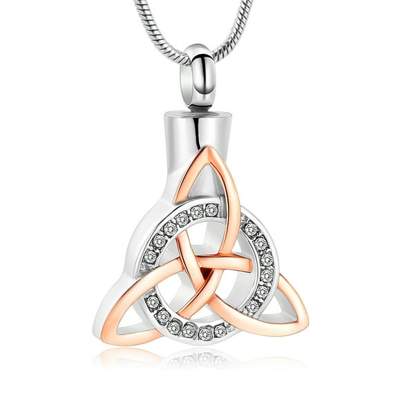 Celtic Knot Cremation Jewelry Birthstone Urn Necklace for Ashes Stainless Steel Triangle Vintage Ashes Keepsake Necklace for Human Pet