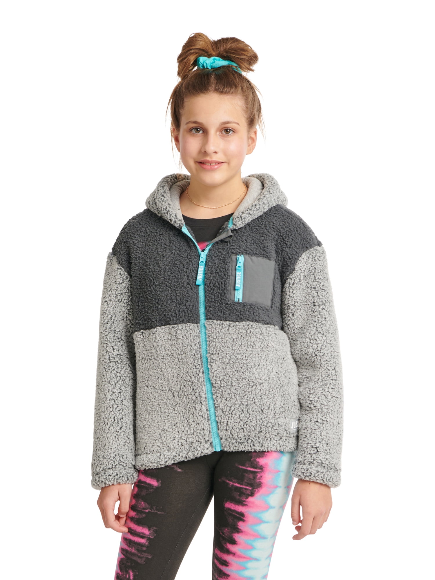 Justice Girls Full Zip Sherpa Jacket, Sizes 5-18 - Walmart.com