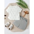 thumbnail image 4 of 2T Toddler Baby Boys Clothes Baby Boys Summer Outfits 2-3T Baby Boys Short Sleeve Round Neckline Top Shorts 2PCS Set White, 4 of 9