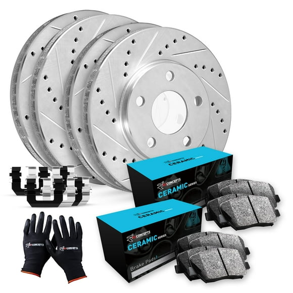 R1 Concepts Front Rear Brakes and Rotors Kit |Front Rear Brake Pads| Brake Rotors and Pads| Ceramic Brake Pads and Rotors |Hardware Kit|fits 2000-2005 Buick LeSabre, 2000-2005 Pontiac Bonneville