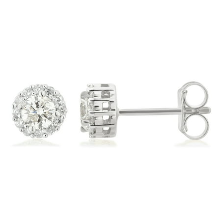 1/2 Carat T.W. Diamond 14K White Gold Halo Stud Earrings