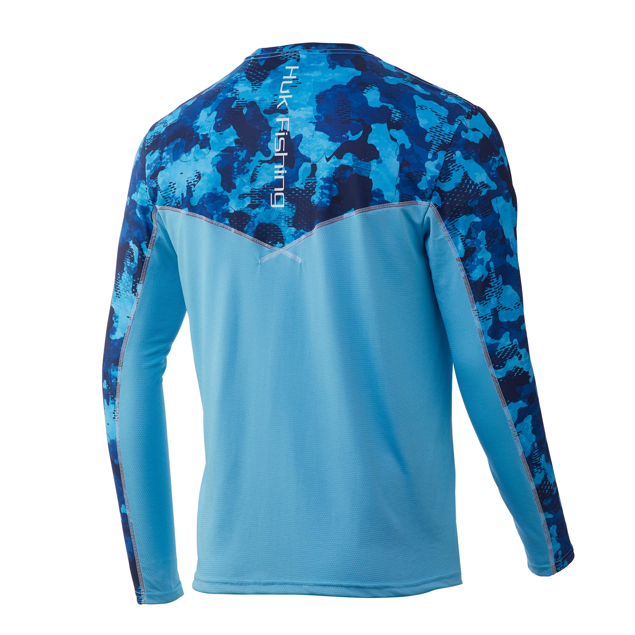 Huk Men's Icon X Performance Long Sleeve Fishing Shirt (Blue Refraction Camo,  S) 