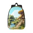 thumbnail image 1 of Easygdp Cartoon Mushroom House Mochila Ligera de 15 Pulgadas para Estudiantes, Mochila Cómoda para la Escuela y Viajes, Correas Ajustables, 1 of 6