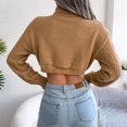 thumbnail image 6 of Fesfesfes Women Turtleneck Sweater Solid Color Knitted Tops Casual Long Sleeve Crop Sweaters Blouse Tops or, 6 of 6