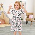 thumbnail image 5 of Cow Spotted Milk Pattern Girls Short Sleeve Dress A Line Sun Protection Breathable Comfort Sundress 5-6T, 5 of 8