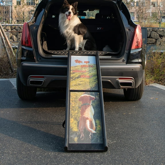 Pefilos 61" Folding Pet Ramp for Trucks SUVs, Portable Dog & Cat Ramp Perfect with Nonslip Traction and Extendable Support Legs, Up to 200 Lbs, Black