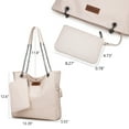 thumbnail image 3 of Wrangler Tote Bag for Women 2PCS Purses and Handbags Drawstring Shoulder Bag with Chain Straps, Beige, 3 of 7