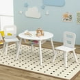 thumbnail image 2 of Costway Ensemble Table Ronde en Bois pour Enfants et 2 Chaises avec Rangement Central en Maille Blanc, 2 of 10