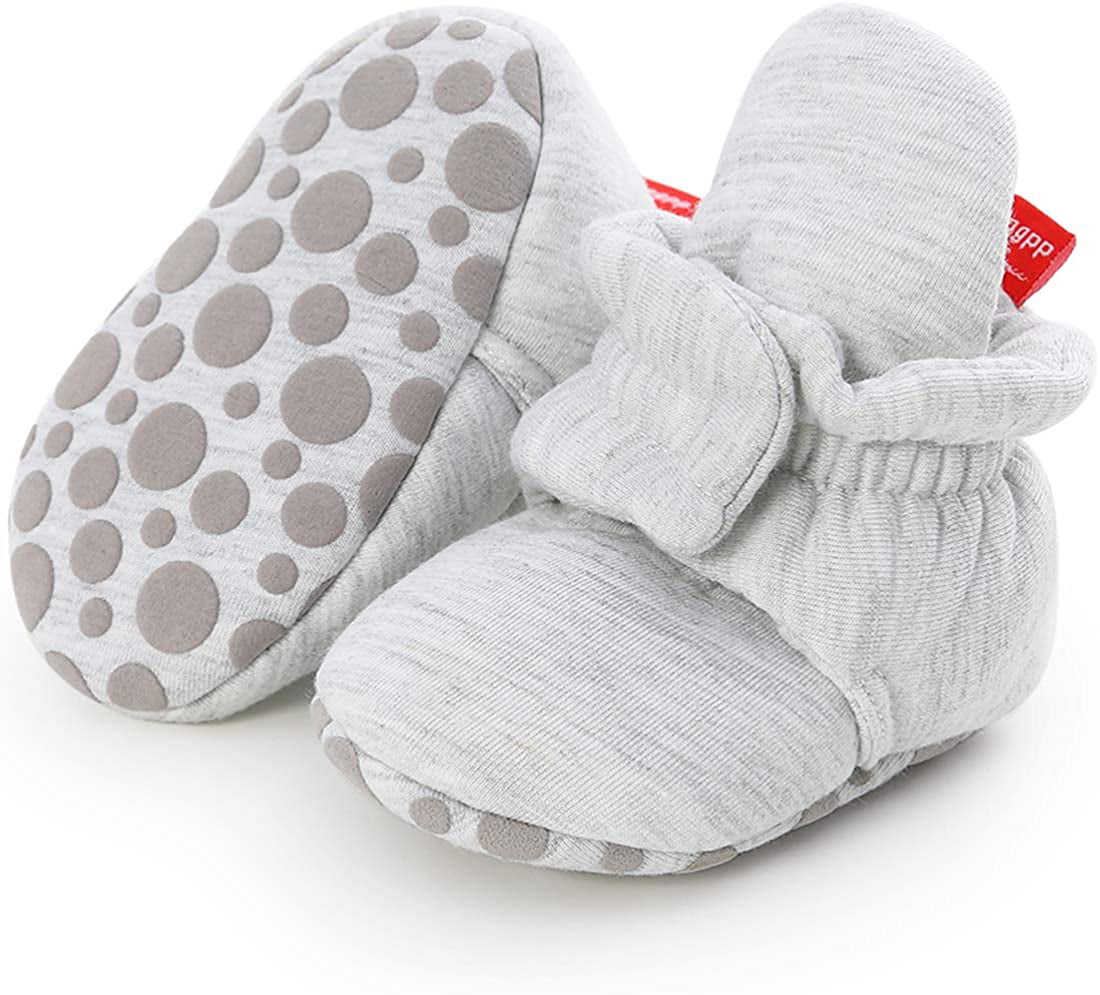 Meckior Infant Baby Girls Boys Fleece Booties Winter Non-Skid Soft Sole Warm Cozy Shoes with Grippers Newborn Toddler First Walkers Slipper 