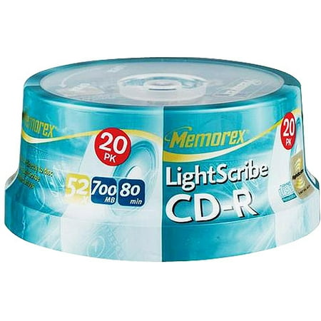 Memorex 52x Write-Once CD-R Spindle With LightScribe Technology - 20 Disc Spindle