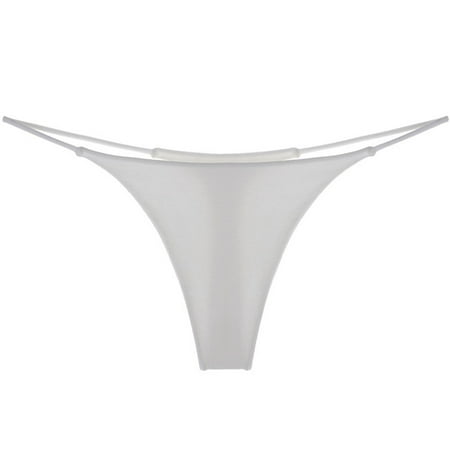 

Fsqjgq Women Panties Plus Size Thong Women Double Strap Thong Low Waist Double Cotton T Shape Panties Lime Panties for Women Underwear Nylon Spandex White S