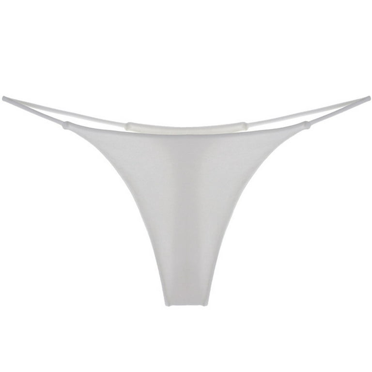 zuwimk Panties For Women ,Women's Hollowed Out Low Waisted Cotton Thong  Panties Soft Exotic Underwear White,M 