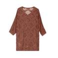 thumbnail image 6 of Kilaqueen Womens Bohemian-Inspired Crochet Top Summer Casual Batwing Sleeve V-Neck Hollow Out Beach Cover-Up Plus Size Knit Pullover Swimsuit Coverups, 6 of 8