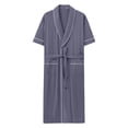 thumbnail image 2 of Men's Robe Belted Short Sleeve Bathrobe Lighteright Summer Soft Robe for Spa Sleep Bath Wear Navy 4XL, 2 of 9