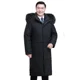 thumbnail image 2 of Chaqueta de plumón de pato engrosada, diseño largo, forro interior desmontable, abrigo cálido de invierno con capucha de piel para hombres de mediana edad y mayores, 2 of 5
