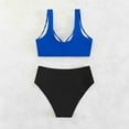 thumbnail image 5 of Meichang 2 Piece Sexy Swimsuits for Women Trendy Striped Bikinis Sets Color Block Patchwork High Waisted Swim Swimwear Summer Beachwear Bathing Suits, 5 of 9