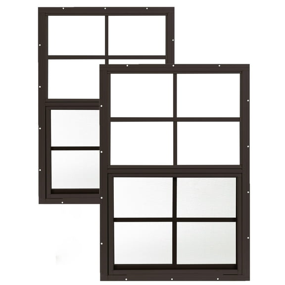 Shed Window 18" W x 27" H, Flush Mount Brown for Sheds, Playhouses, and Chicken Coops 2 PK (W1827BR-BX2)