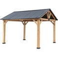 thumbnail image 3 of EROMMY 11' x 13' Outdoor Carport, Outdoor Hardtop Gazebo with Black Steel Hardtop Roof for Garden, Patio, 3 of 9