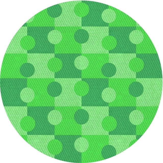 Ahgly Tapis Rond Lavable en Machine Intérieur Transitionnel Vert Néon, 7 Pieds Rond