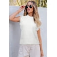 thumbnail image 3 of I AM A FASHION JUNKY White Woven Tasseled Sleeveless Mock Neck Sweater Vest, 3 of 8