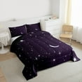 thumbnail image 3 of jejeloiu Kawaii Stars Print Queen Comforter Set,Galaxy Planet Moon Bedding Sets,Purple Silver Bedding Comforter Set For Adults,Ultra Soft Home Decor Reversible,3-Piece, 3 of 8
