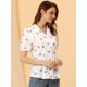 thumbnail image 4 of Blusa con estampado semitransparente para mujer con cuello de muesca y camisa elegante con botones blanco S, 4 of 6