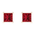 thumbnail image 3 of Clara Pucci 2Ct Ruby Princess Cut VVS1 Push Back Stud 18k Solid hypoallergenic Gold Designer Earrings For July, 3 of 7