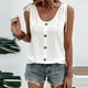 thumbnail image 5 of Playeras,Blusas y Tops,Ropa para Mujer Mujeres camisetas sin mangas Dressy Casual Mujeres sueltas cuello en U sin mangas Tops Casual Color plisado ojal verano camisas chaleco blusa (White, XXXL), 5 of 7