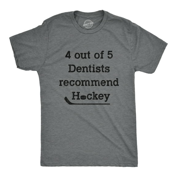 Mens 4 Out Of 5 Dentists Recommend Hockey T Shirt Funny Sports Canada Graphic Novelty Tee Graphic Tees