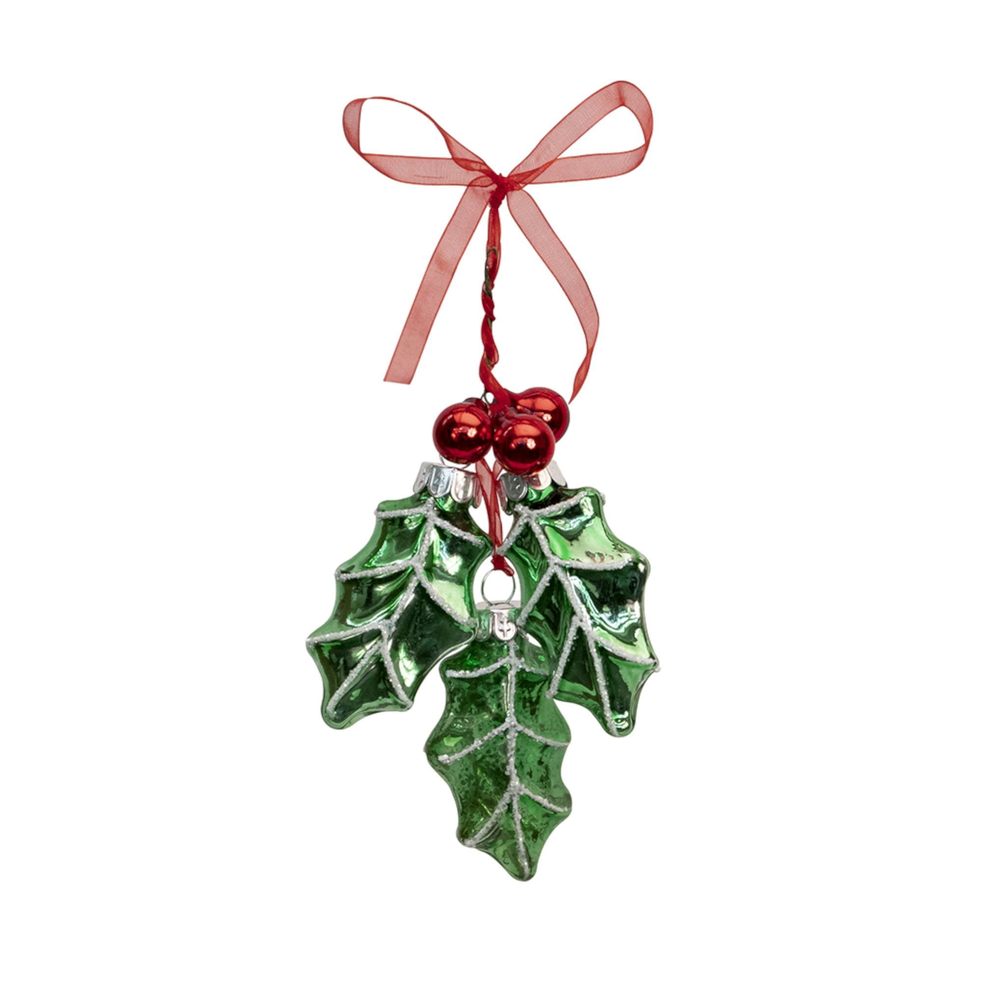 Holly Leaf Ornament (Set of 12) Glass